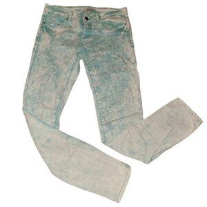 Denim Blvd Size 9 Green Acid Wash Skinny Jeans